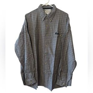 Columbia Men’s Button Down Shirt XL Gray Plaid Long Sleeve 100% Cotton